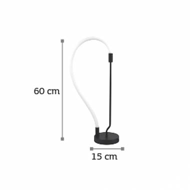 Επιτραπέζιο φωτιστικό LED 18W 3000K από μαύρο μέταλλο και σωλήνα σιλικόνης D:60cm