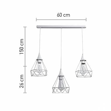 Κρεμαστό φωτιστικό από λευκό μέταλλο 3XE27 D:60cm