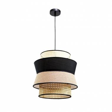 Μονόφωτο καπέλο ψάθα-ύφασμα 1XE27 D:30cmX25cm