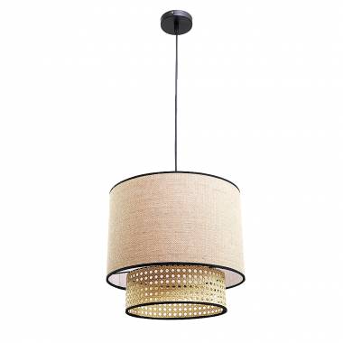 Μονόφωτο καπέλο ψάθα-ύφασμα 1XE27 D:30cmX25cm