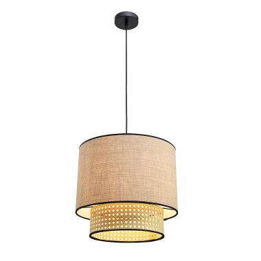 Μονόφωτο καπέλο ψάθα-ύφασμα 1XE27 D:30cmX25cm