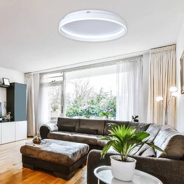 Πλαφονιέρα οροφής LED 65W 3CCT από λευκό μέταλλο και ακρυλικό D:50cm