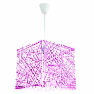 Κρεμαστό φωτιστικό από ροζ plexiglass 1XE27 D:30cm