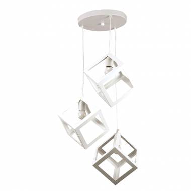 Κρεμαστό φωτιστικό από λευκό μέταλλο 3XE27 D:30cm