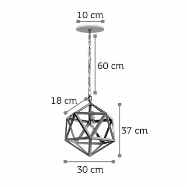 Κρεμαστό φωτιστικό από μαύρο μέταλλο 1XE27 D:30cm