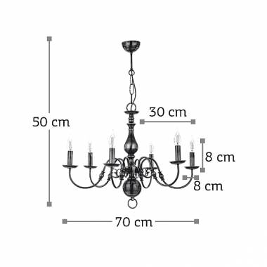 Κρεμαστό φωτιστικό από οξυντέ μέταλλο 6XE14 D:70cm