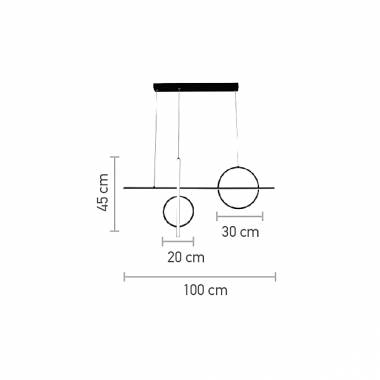 Κρεμαστό φωτιστικό LED 55W 3CCT (by switch) σε μαύρη απόχρωση D:100cm