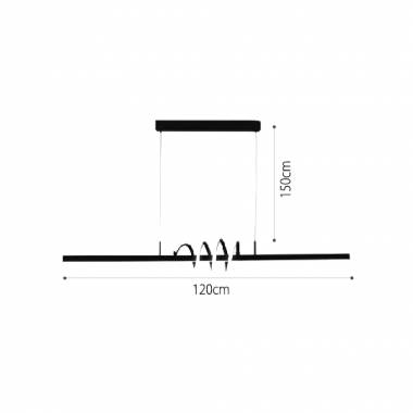 Κρεμαστό φωτιστικό LED 40W 3CCT (by switch on base) σε μαύρο χρώμα D:120cm