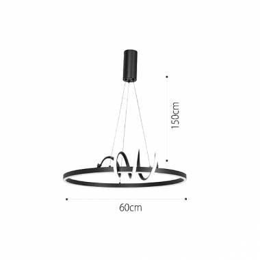 Κρεμαστό φωτιστικό LED 44W 3CCT (by switch on base) σε μαύρο χρώμα D:60cm