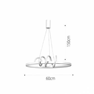 Κρεμαστό φωτιστικό LED 44W 3CCT (by switch on base) σε λευκό χρώμα D:60cm