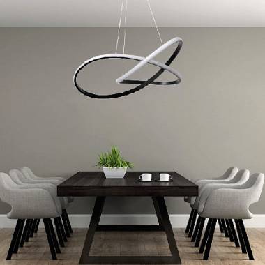 Κρεμαστό φωτιστικό LED 48W 3CCT (by switch on base) σε μαύρο χρώμα D:60cm