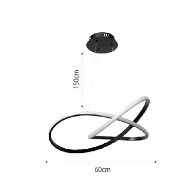 Κρεμαστό φωτιστικό LED 48W 3CCT (by switch on base) σε μαύρο χρώμα D:60cm