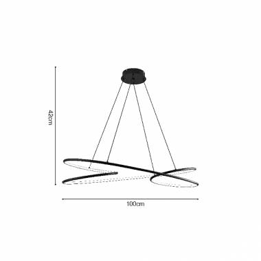 Κρεμαστό φωτιστικό LED 72W 3CCT σε μαύρο χρώμα D:42cm