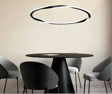 Κρεμαστό φωτιστικό LED 60W 3CCT (by switch on base) σε μαύρο χρώμα D:60cm