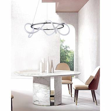 Κρεμαστό φωτιστικό LED 60W 3000K από χρώμιο μέταλλο και σωλήνα σιλικόνης D:60cm