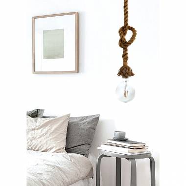 Κρεμαστό φωτιστικό από καφέ σχοινί 1XE27 D:130cm