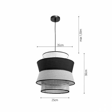Μονόφωτο καπέλο ψάθα-ύφασμα 1XE27 D:30cmX25cm