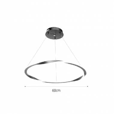 Κρεμαστό φωτιστικό LED 60W 3CCT (by switch on base) σε μαύρο χρώμα D:60cm
