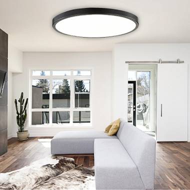 Πλαφονιέρα οροφής LED 150W 3CCT (by switch on base) από γκρί μέταλλο και ακρυλικό D:80cm