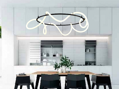 Κρεμαστό φωτιστικό LED 60W 3000K από μαύρο μέταλλο και σωλήνα σιλικόνης D:60cm