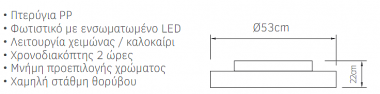 Ανεμιστήρας Οροφής LINEME με LED Φωτισμό - 54W, 4000K
