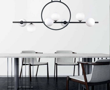 Κρεμαστό φωτιστικό LED 14W 3000K και 7XG9 σε μαύρο χρώμα D:100cm