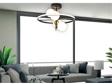 Κρεμαστό φωτιστικό LED 20W 3000K και 4XG9 σε μαύρο και χρυσαφί χρώμα D:50cm