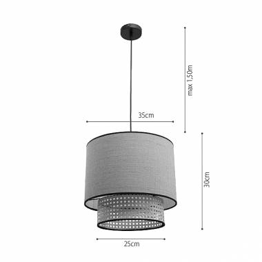 Μονόφωτο καπέλο ψάθα-ύφασμα 1XE27 D:30cmX25cm